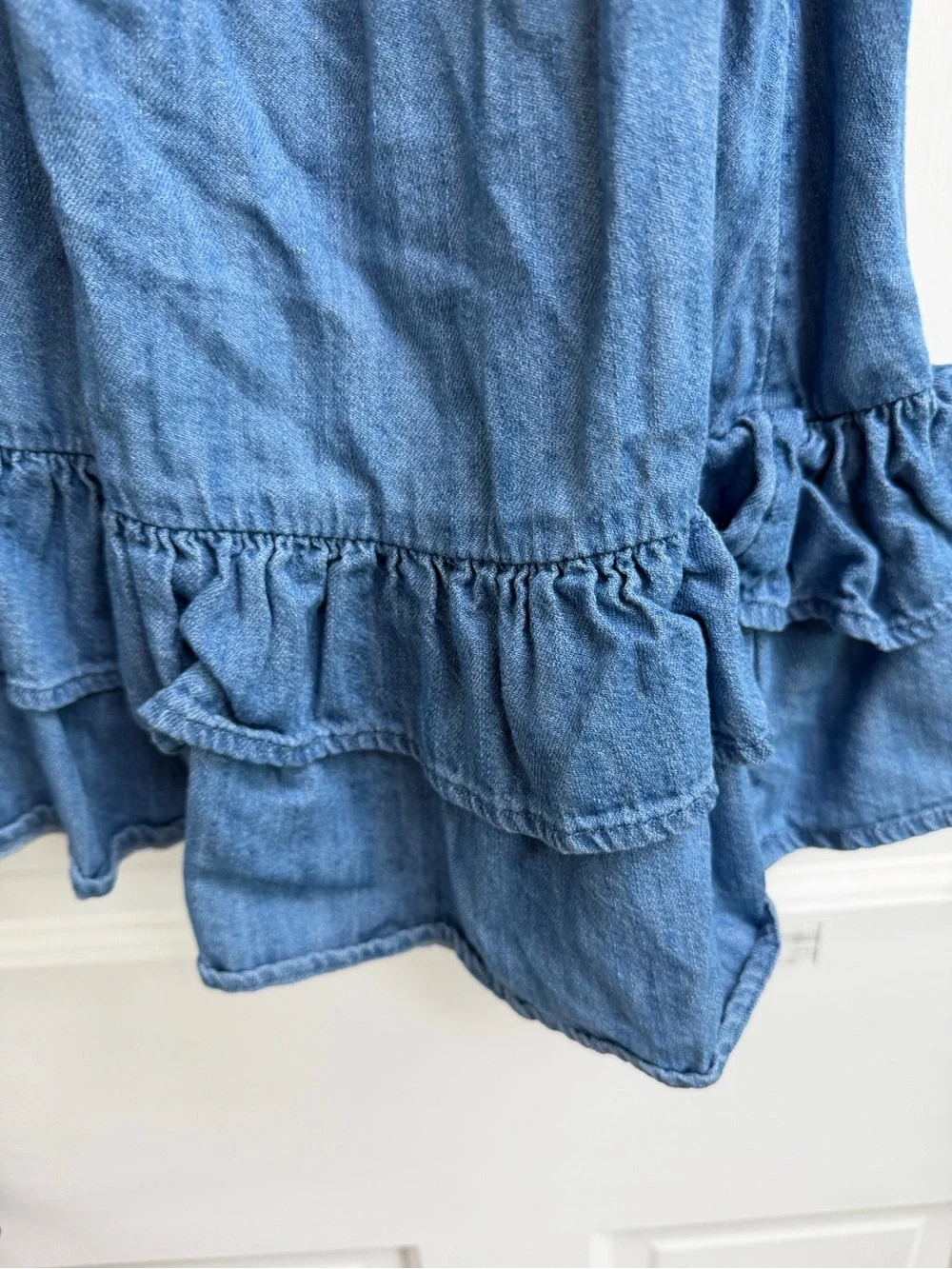 Old Navy 4T Girls Denim Blue Ruffle Hem Sleeveless Sundress Dress